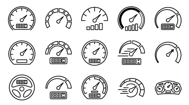 Collection of Various Vehicle Dashboard Gauges and Indicators