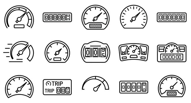 Collection of Vehicle Dashboard Icons and Gauges