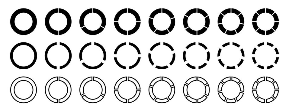 Infographic element round shape. Set of circles isolated. Pie charts diagrams. Set of circles.  Vector illustration.