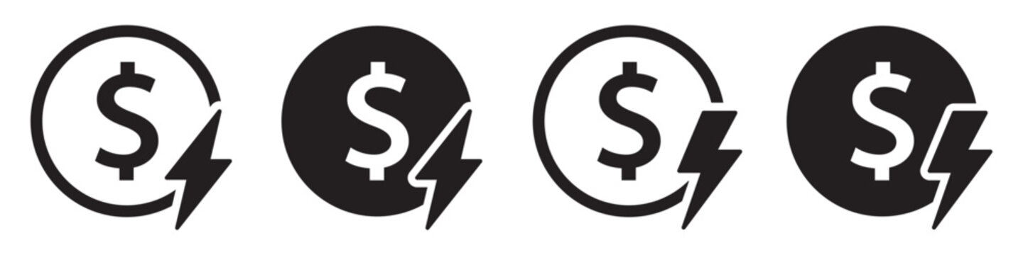 Money electric icon. Money flash icon illustration