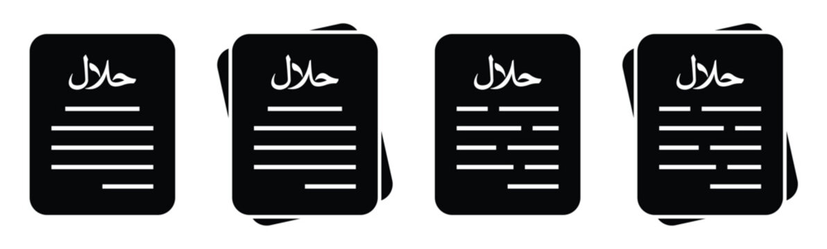 Halal document text certification icon illustration