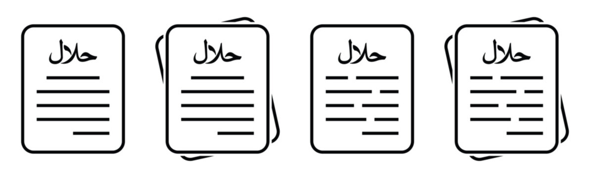 Halal document text certification icon illustration