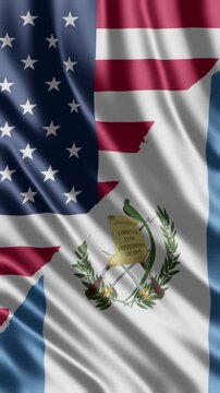 Waving flag animation graphic illustrating United States and Guatemala partnership cooperation motion clip