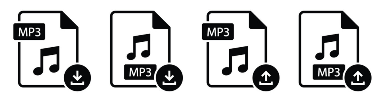 Mp3 file upload and download Icon. Music file icon, vector illustration