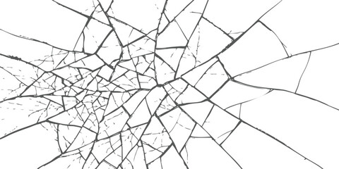Obraz premium Broken glass texture with sharp cracks and shattered pieces forming a spiderweb pattern on a flat surface