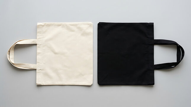 Canvas bag. mockup of fabric tote. Cloth totebag with handle. template of black and white cotton eco bag. Reusable tote for shopping. Blank mock for shopper. Ecobag for grocery
