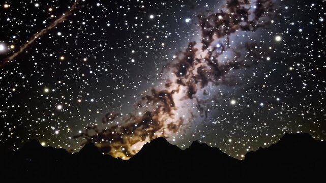 A breathtaking view of the Milky Way galaxy arching over a silhouetted mountain range under a clear night sky.