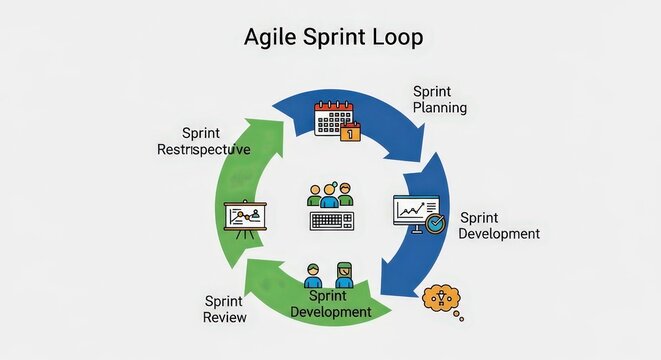 Agile Sprint Loop Project Management Diagram Infographic