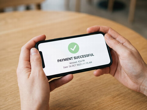 Successful Mobile Payment Confirmation Displayed on Smartphone Screen