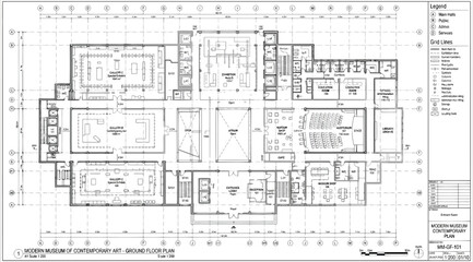 Museum of contemporary art ground floor architectural plan © Saharia