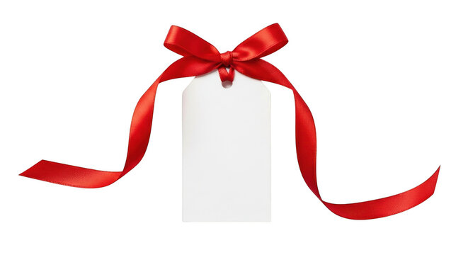 Red ribbon gift tag