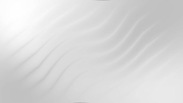 Abstract white background with smooth waves rippling across soft surface for elegant design backdrop featuring minimalist light gray flow animation suitable for modern luxury website display graphic.