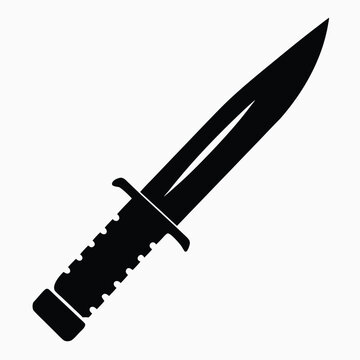 Black knife icon, dagger symbol, blade illustration, weapon graphic