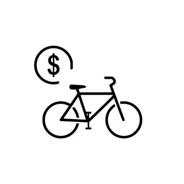 Vector illustration of bicycle with dollar sign, symbolizing eco-friendly transportation and savings