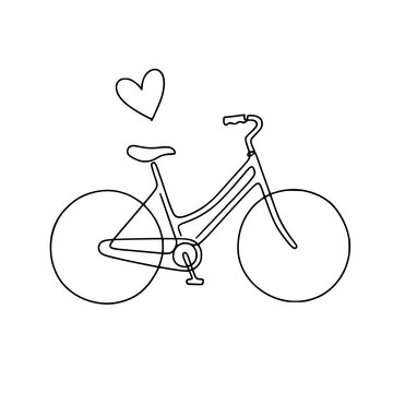 Vector illustration of a bicycle with a heart, symbolizing love for cycling