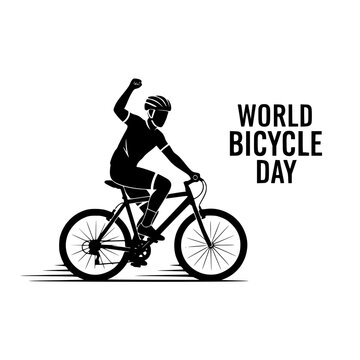 World Bicycle Day vector illustration of cyclist celebrating