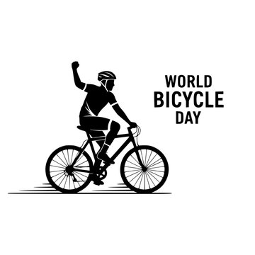 World Bicycle Day vector illustration, cyclist celebration
