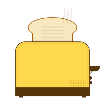 Yellow Toaster with sliced bread illustration cartoon cute