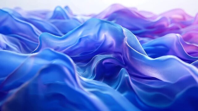 Abstract blue purple flowing fabric waves digital art suitable for backgrounds, wallpapers, graphic design projects, and textile prints.