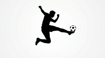 Obraz premium One full length vector silhouette of an african american young man soccer football player kicking in studio isolated on white background.