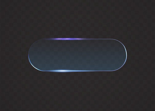 Capsule shaped glass button with sleek neon border transparent abstract interface template