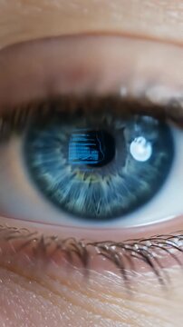 Macro Close Up of Human Eye with Digital Projection