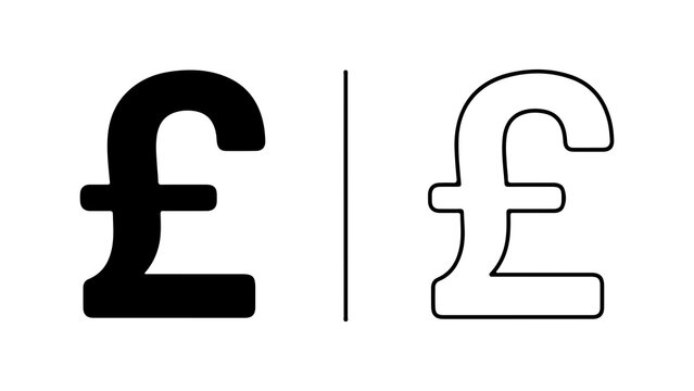 Solid and Outline British Pound Sterling Currency Icons
