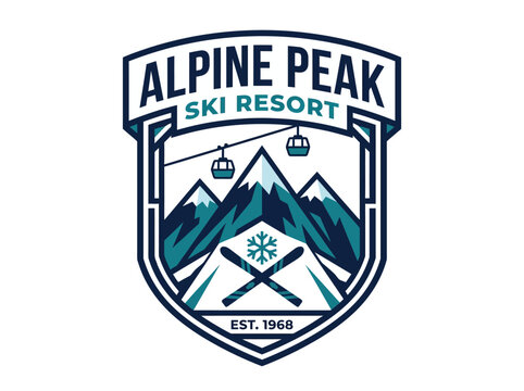 Alpine Peak Ski Resort Logo Design.