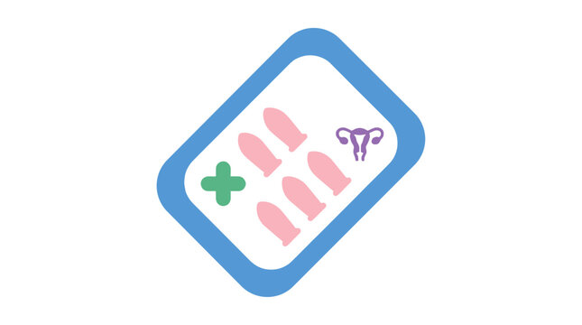 Contraceptive suppositories and uterus symbol medical icon
