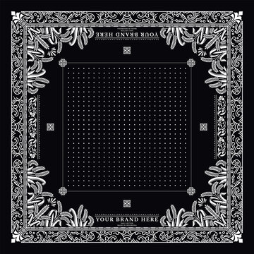 bandana motif. Decorative Floral Bandana Vector Template