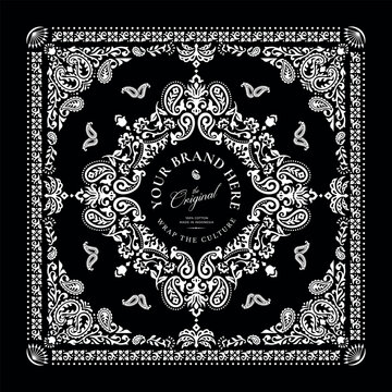 Bandana motif. Decorative Floral Bandana Vector Template