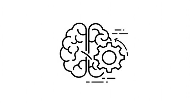 Conceptual Icon Representing Brain Function and Mechanical Process.
