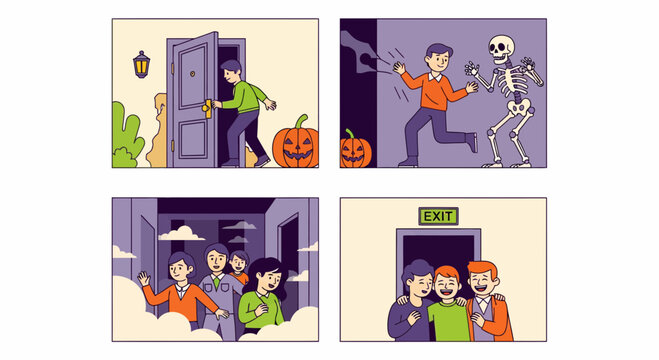 Man in house run from skeleton see ghost and out with pal for fun tour