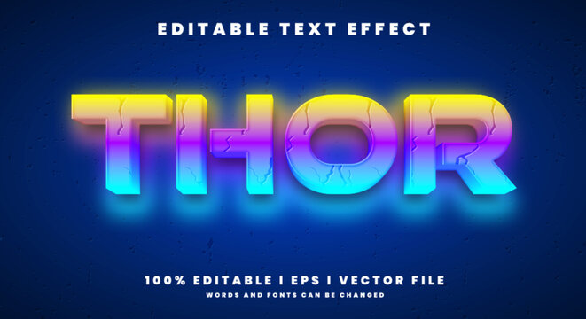 thor 3d vector text effect with modern style design