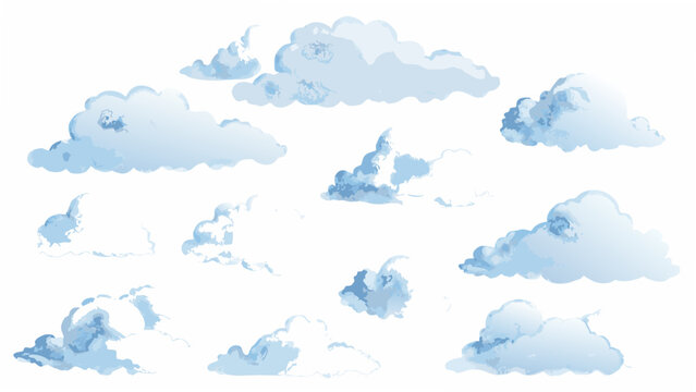 A collection of fluffy clouds a vector illustration with a white background and soft blue tones azure atmospheric