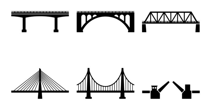 Diverse Bridge Silhouettes: Engineering Marvels, Architectural Designs, Transportation Infrastructure