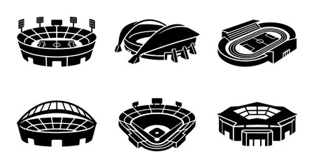 Stadium Icons Set: Sports Arenas, Athletic Venues, Competition Grounds, Event Locations © Kamrul