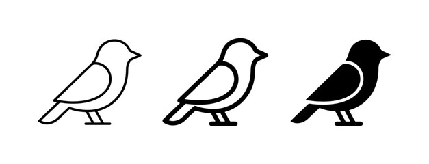 Bird Icons, Simple Vector Graphics, Outline and Silhouette Styles, Animal Symbolism © Sultana