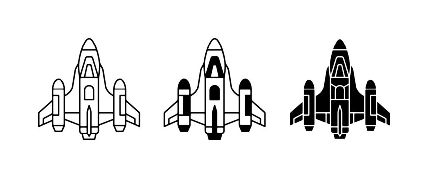 Sci-Fi Spaceship Icons, Futuristic Aircraft Vector Art, Space Shuttle Graphics
