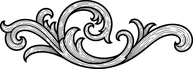 Fototapeta premium Elegant Scrollwork Flourish - A Detailed Engraving of Ornate Design.