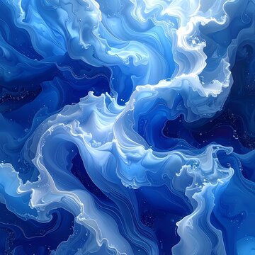 A swirling abstract design in shades of blue and white