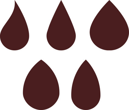 Set of five dark brown water drop icons
