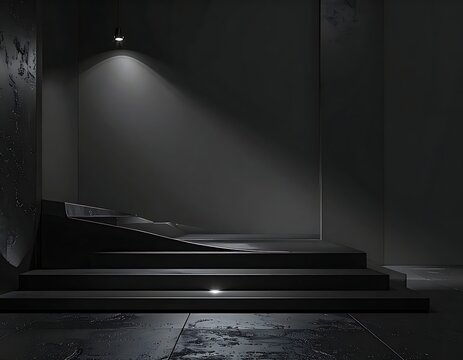 Dramatic Staircase with Spotlight Beam.