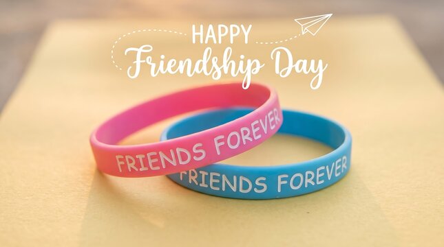Happy international friendship day greeting with friends forever bracelets