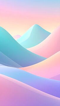 Pastel colored abstract mountain landscape scene.