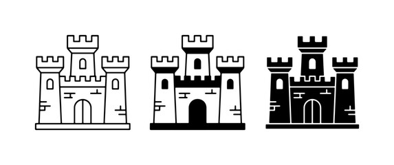 Castle Icons, Fortress Symbols, Medieval Architecture Vector Graphics, Royal Estate Illustrations © Zarin