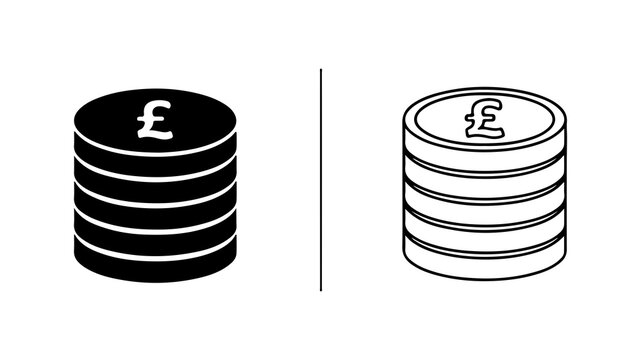 Stack Of British Pound Coins Icon Set