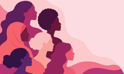 Diverse Women Silhouettes Group Portrait Empowerment Vector Illustration © VICI