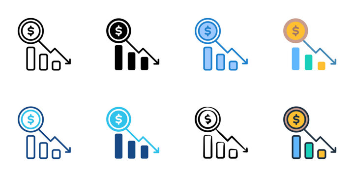 Loss icons set multiple style collection. Editable stroke 

