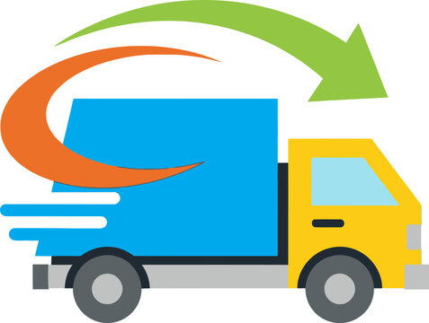 Fast Delivery Truck with Arrow and Speed Lines Illustration.